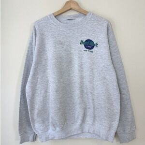Vintage 90's Hard Rock Cafe New York Gray Sweatshirt - Large